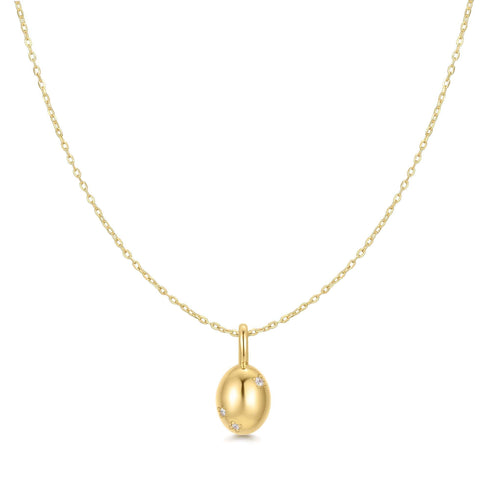 Gold Floral Oval Pendent Necklace